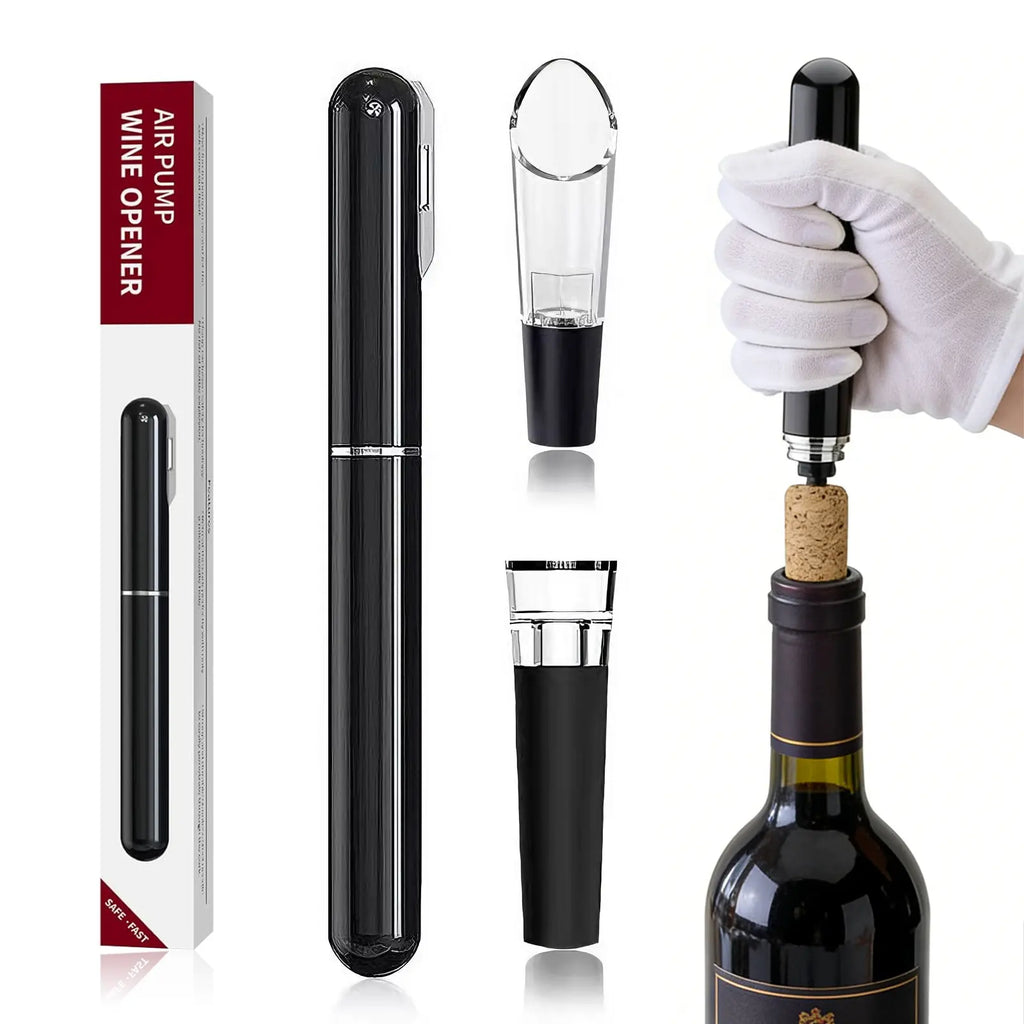 Air Pump Wine Opener Set: includes foil cutter