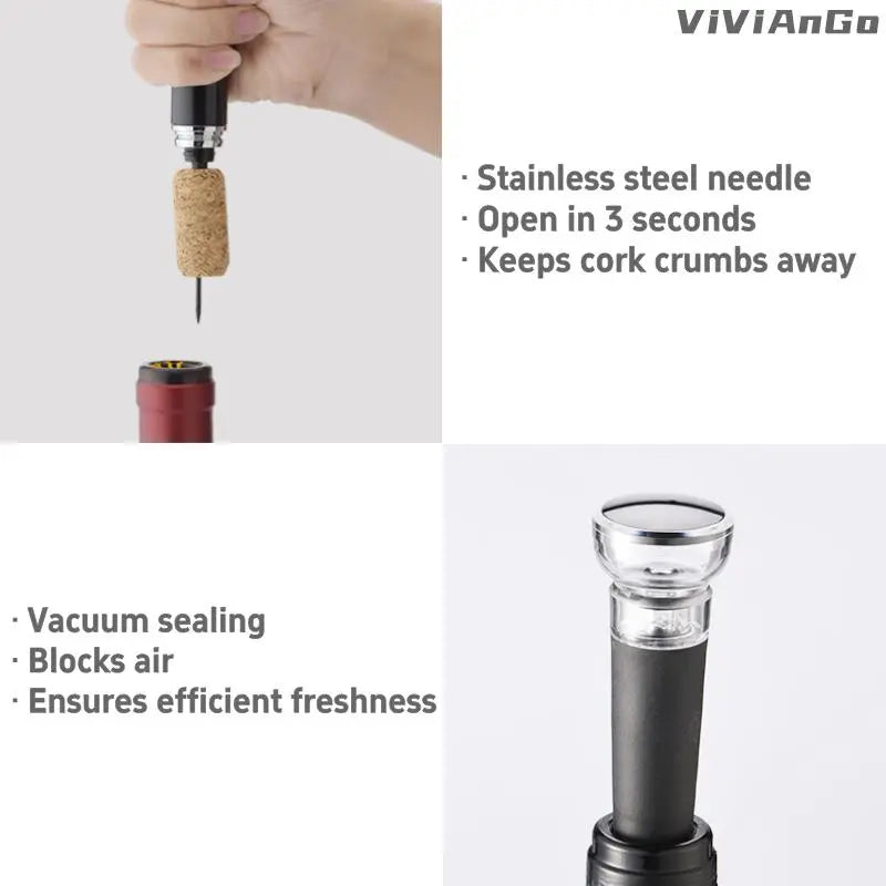Air Pump Wine Opener Set: includes foil cutter