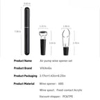 Air Pump Wine Opener Set: includes foil cutter