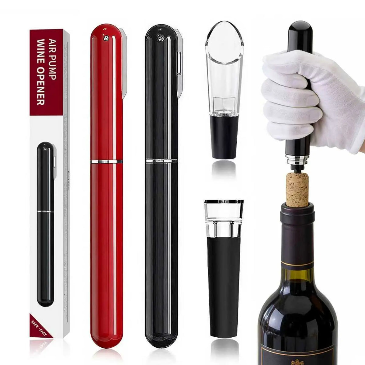 Air Pump Wine Opener Set: includes foil cutter