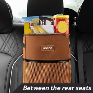 HOTOR Car Trash Can, Leakproof Car Organizer, 2-Gallon, Brown