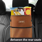 HOTOR Car Trash Can, Leakproof Car Organizer, 2-Gallon, Brown