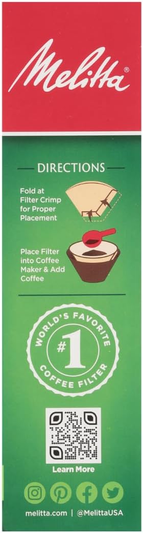 Melitta #4 Unbleached Coffee Filters, Natural Brown Cone Filters, 3-Pack