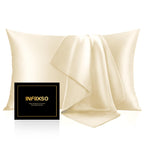 INFIIXSO Mulberry Silk Pillow Cases Standard Size with Zipper, Champagne