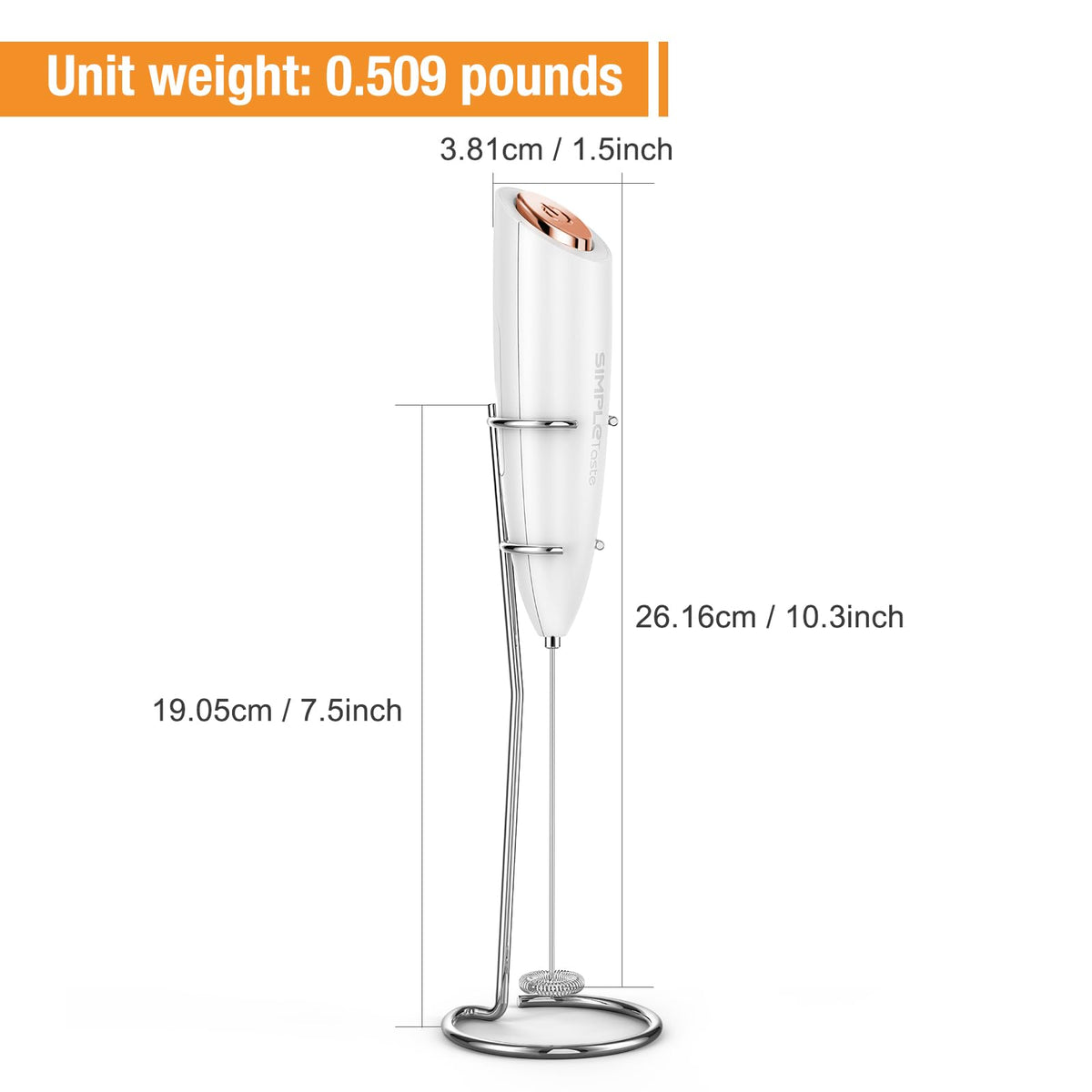 SIMPLETASTE Milk Frother Handheld Electric Foam Maker Battery Operated
