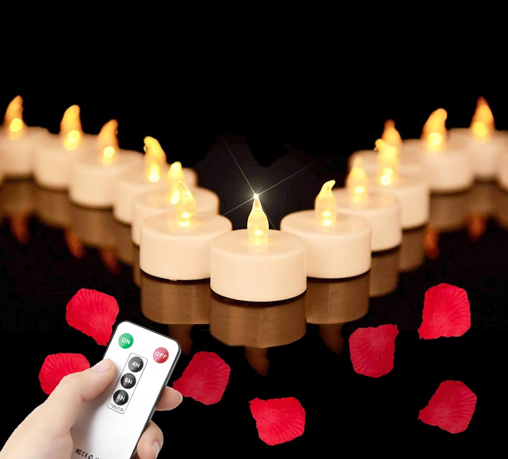 Battery Operated LED Tea Lights Flameless Flickering Candles 12PACK
