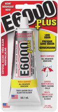 Eclectic Products inc. E6000 Plus Multi-purpose Clear Glue, Waterproof and Paintable, Strong Flexible Craft Adhesive for Wood, Glass, Fabric, Ceramic, Metal and More, 56.1ml