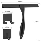 All-Purpose Stainless Steel Shower Squeegee for Shower Glass Door with 2 Adhesive Hooks, Bathroom Cleaner Tool Household Window Mirror Squeegee for Glass Doors, Cleaning Tile Wall, Car, 14 Inch Silver