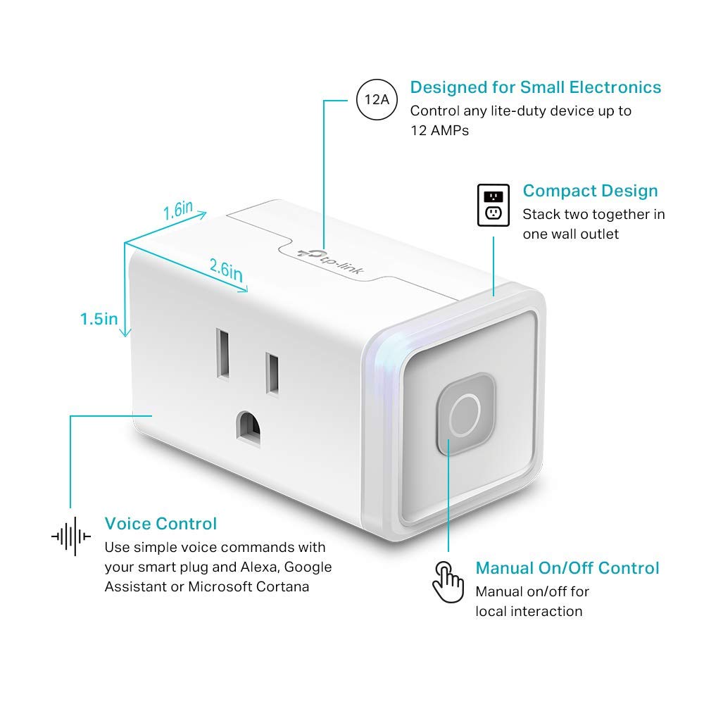 Kasa Smart Plug HS103P2, Wi-Fi Outlet Works with Alexa, 2-Pack