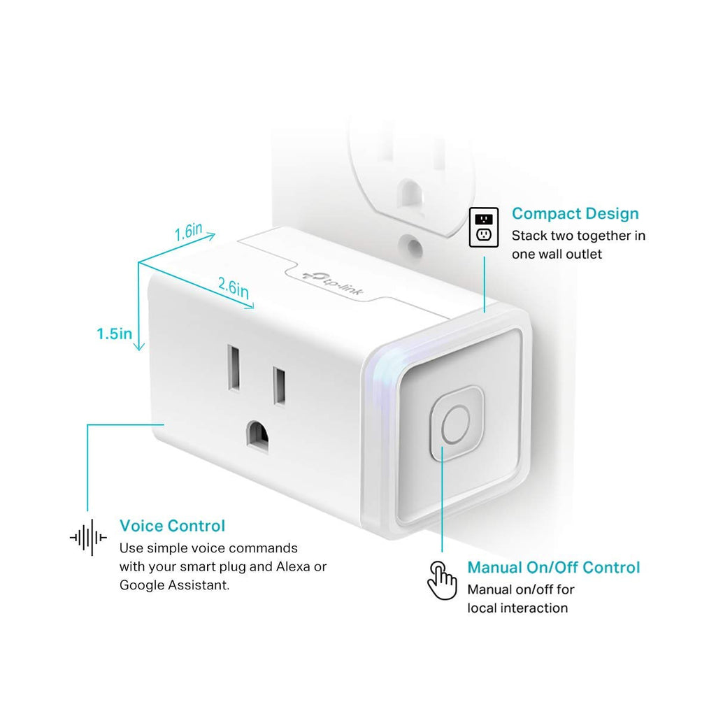 Kasa Smart Plug HS103P2, Wi-Fi Outlet Works with Alexa, 2-Pack