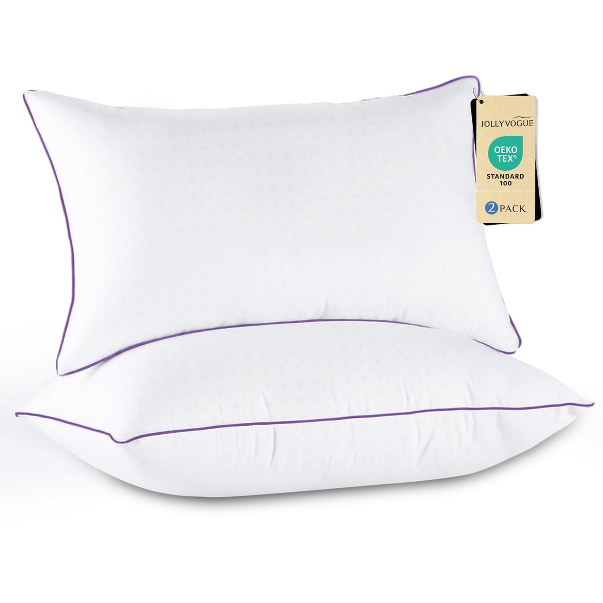 JOLLYVOGUE Firm King Size Pillows Set of 4, Cooling Supportive Bed Pillows with Oeko-Tex Certified Soft Down Alternative Fill, Luxury Hotel Quality for Back, Stomach and Side Sleepers