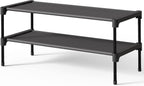 Kitsure Shoe Rack - Non-Woven Shoe Rack Shelf, Shoe Organizer for Closet, Entryway, Garage & Corridor, Stackable Shoe Shelves, 27.5" Wide - 2 Tier, Black
