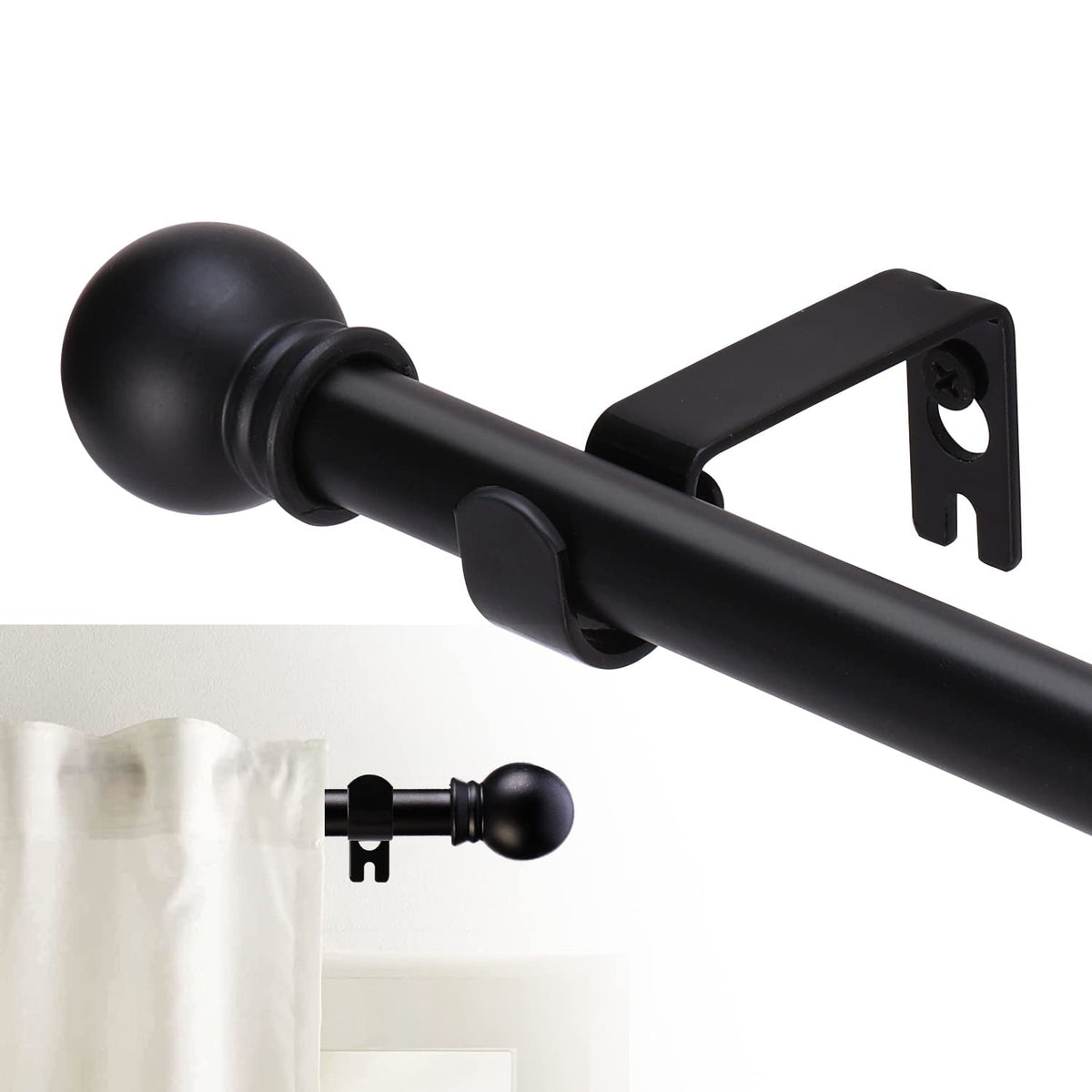 GXOACKJ Curtain Rods for windows 28-78 inch, 5/8 inch Decorative Dark Walnut Wood Splicing Heavy Duty Metal Curtain Rod set with Brackets