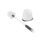 Clorox Corner Toilet Bowl Brush with Under Rim Scrubber, Includes Corner Storage Caddy, White