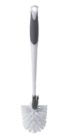 Clorox Corner Toilet Bowl Brush with Under Rim Scrubber, Includes Corner Storage Caddy, White