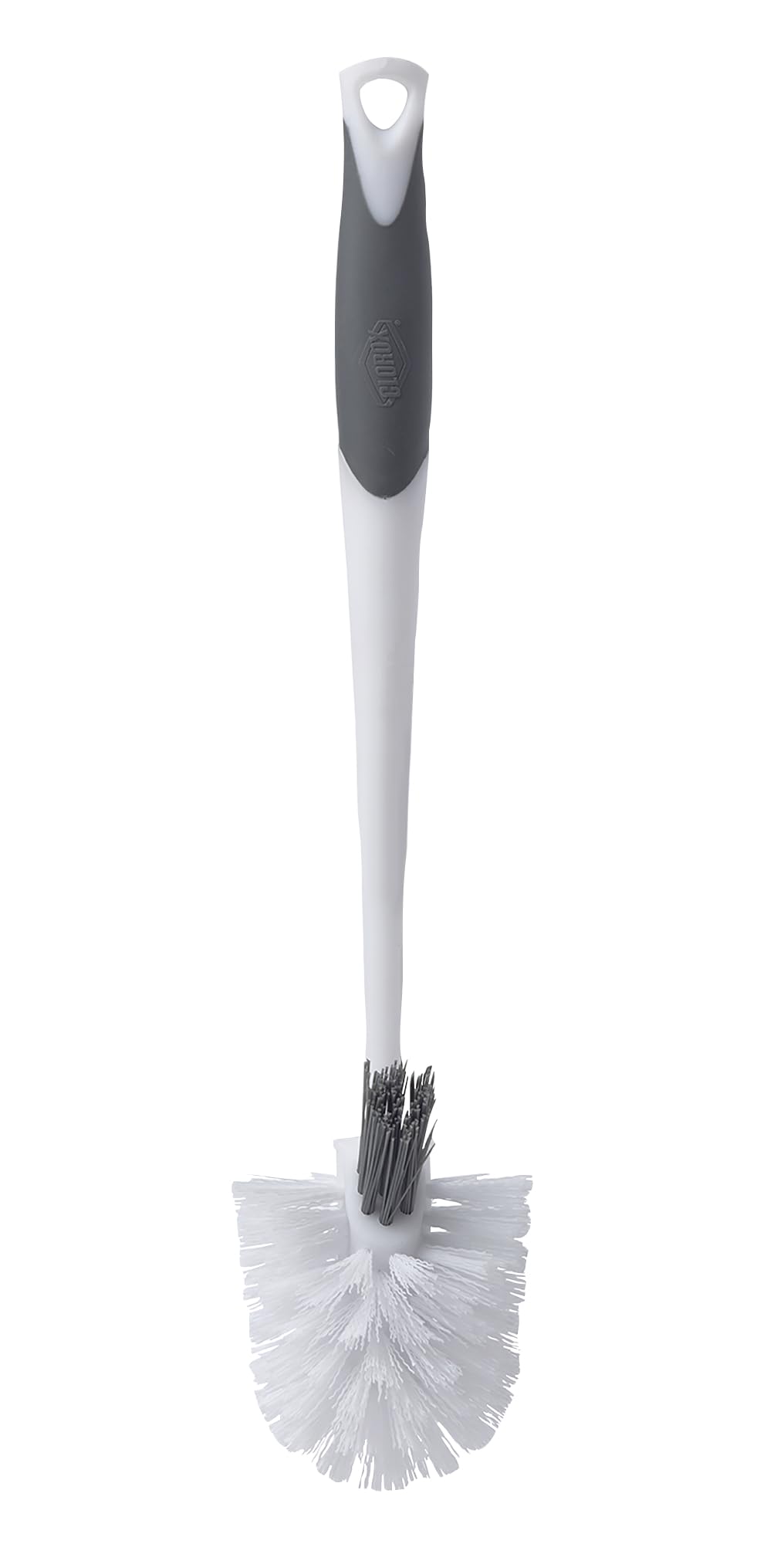 Clorox Corner Toilet Bowl Brush with Under Rim Scrubber, Includes Corner Storage Caddy, White