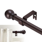 GXOACKJ Curtain Rods for windows 28-78 inch, 5/8 inch Decorative Dark Walnut Wood Splicing Heavy Duty Metal Curtain Rod set with Brackets