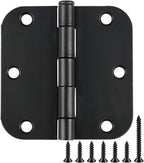 TDCHINGES Rounded Matte Black Door Hinges 3.5 Inch 5/8" Radius Flat 30 Pack