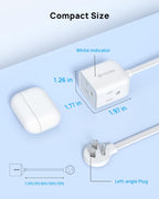 TROND Rightward Flat Plug Extension Cord 6ft for Small Tight Spaces, White