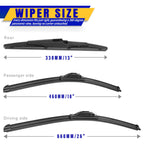 3 Wipers Fits Subaru Forester 2012-2018 Outback 2015-2019 Wiper Blades