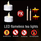 Battery Operated LED Tea Lights Flameless Flickering Candles 12PACK