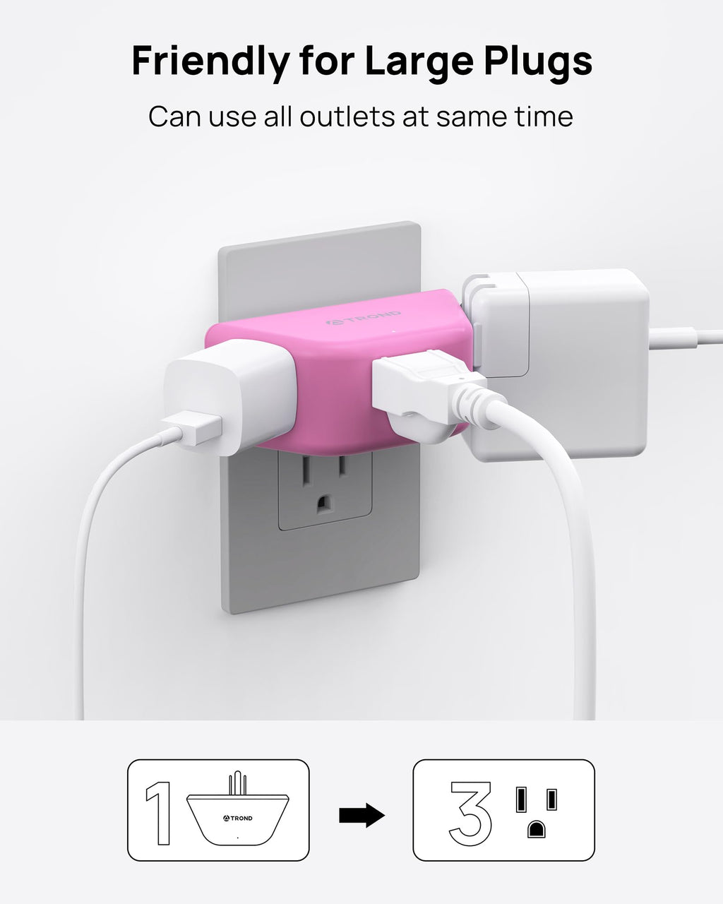 TROND Multi Plug Outlet Extender 2 Pack, Outlet Splitter for Bathroom