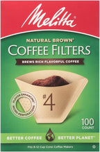 Melitta #4 Unbleached Coffee Filters, Natural Brown Cone Filters, 3-Pack