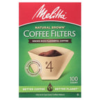 Melitta #4 Unbleached Coffee Filters, Natural Brown Cone Filters, 3-Pack