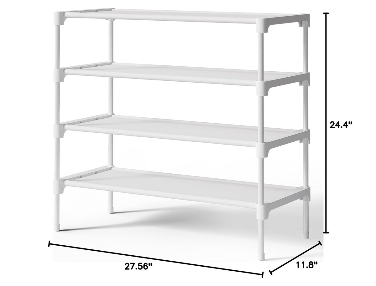 Kitsure Shoe Rack - Non-Woven Shoe Rack Shelf, Shoe Organizer for Closet, Entryway, Garage & Corridor, Stackable Shoe Shelves, 27.5" Wide - 2 Tier, Black