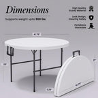 10 PACK of 8 Feet Foldable Table with Built in Handle & Steel Legs | 8 FT Heavy Duty Portable | Perfect for Party, Dining, Wedding, Events, Picnic Indoor, Outdoor, Camping, Temporary - 8 Foot