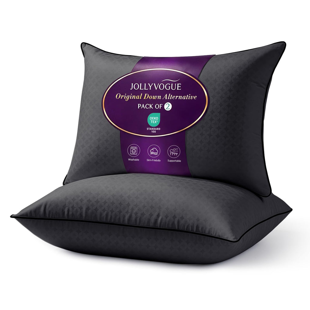 JOLLYVOGUE Firm King Size Pillows Set of 4, Cooling Supportive Bed Pillows with Oeko-Tex Certified Soft Down Alternative Fill, Luxury Hotel Quality for Back, Stomach and Side Sleepers