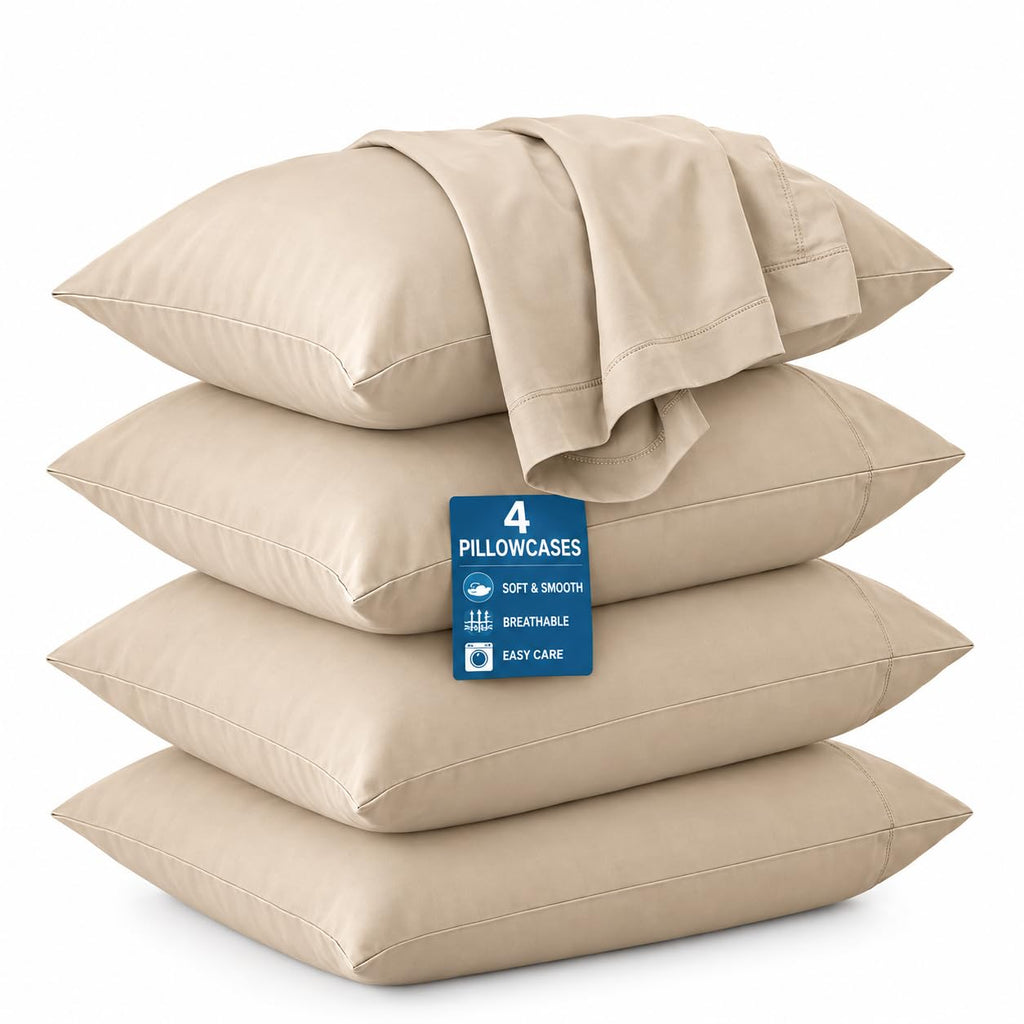 Pillow Covers Standard Set of 4, Soft and Comfy Pillow Cases, Purple