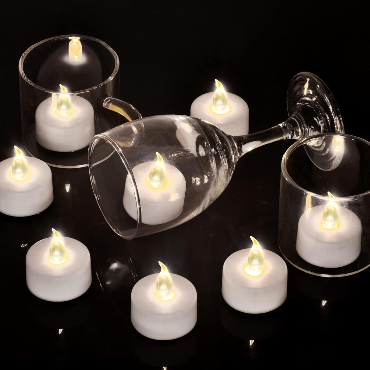 Battery Operated LED Tea Lights Flameless Flickering Candles 12PACK