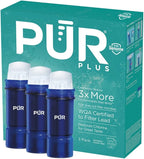 PUR PLUS Water Pitcher Replacement Filter with Lead Reduction (3 Pack), Blue – Compatible with all PUR Pitcher and Dispenser Filtration Systems
