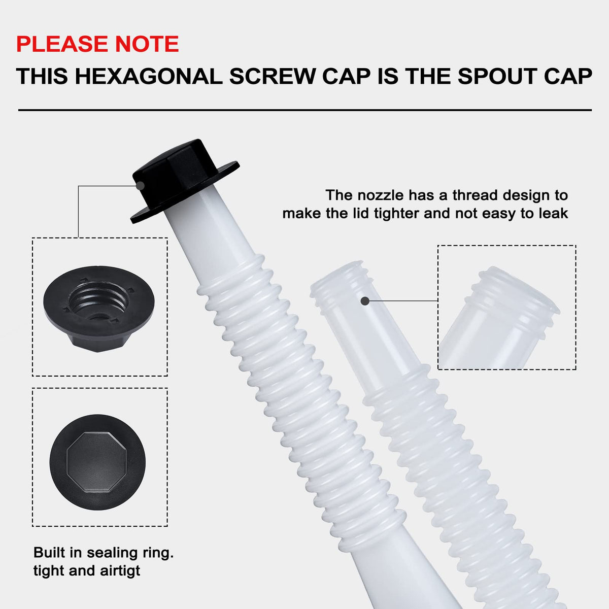 Gas Can Spout Replacement Kit, Gas Can Nozzle Replacement (2 Kits-Yellow)