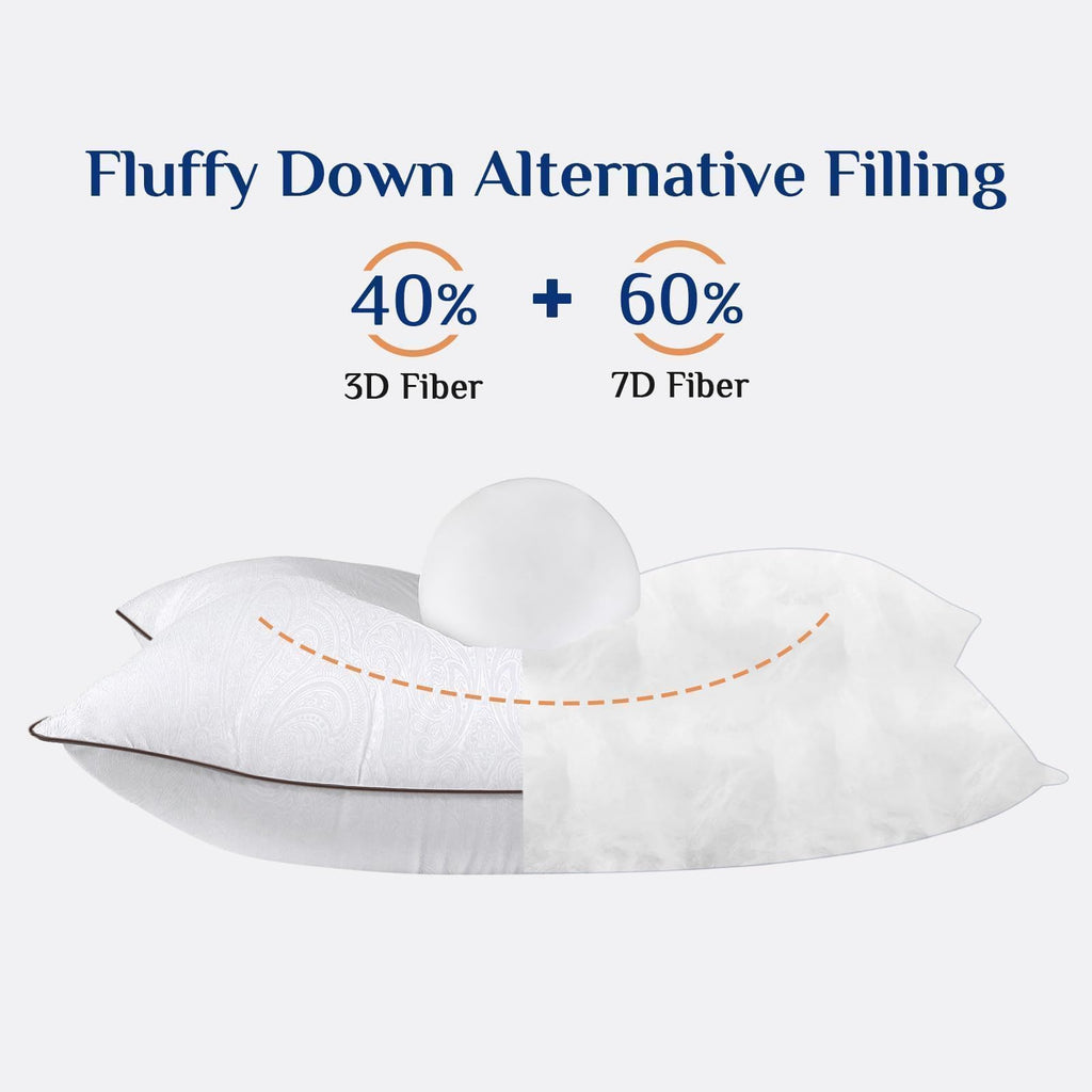 JOLLYVOGUE King Pillows 2 Pack, Cooling and Firm King Size Pillows with Oeko-Tex Certified Down Alternative Filling for Side, Back, and Stomach Sleepers, Hotel Collection