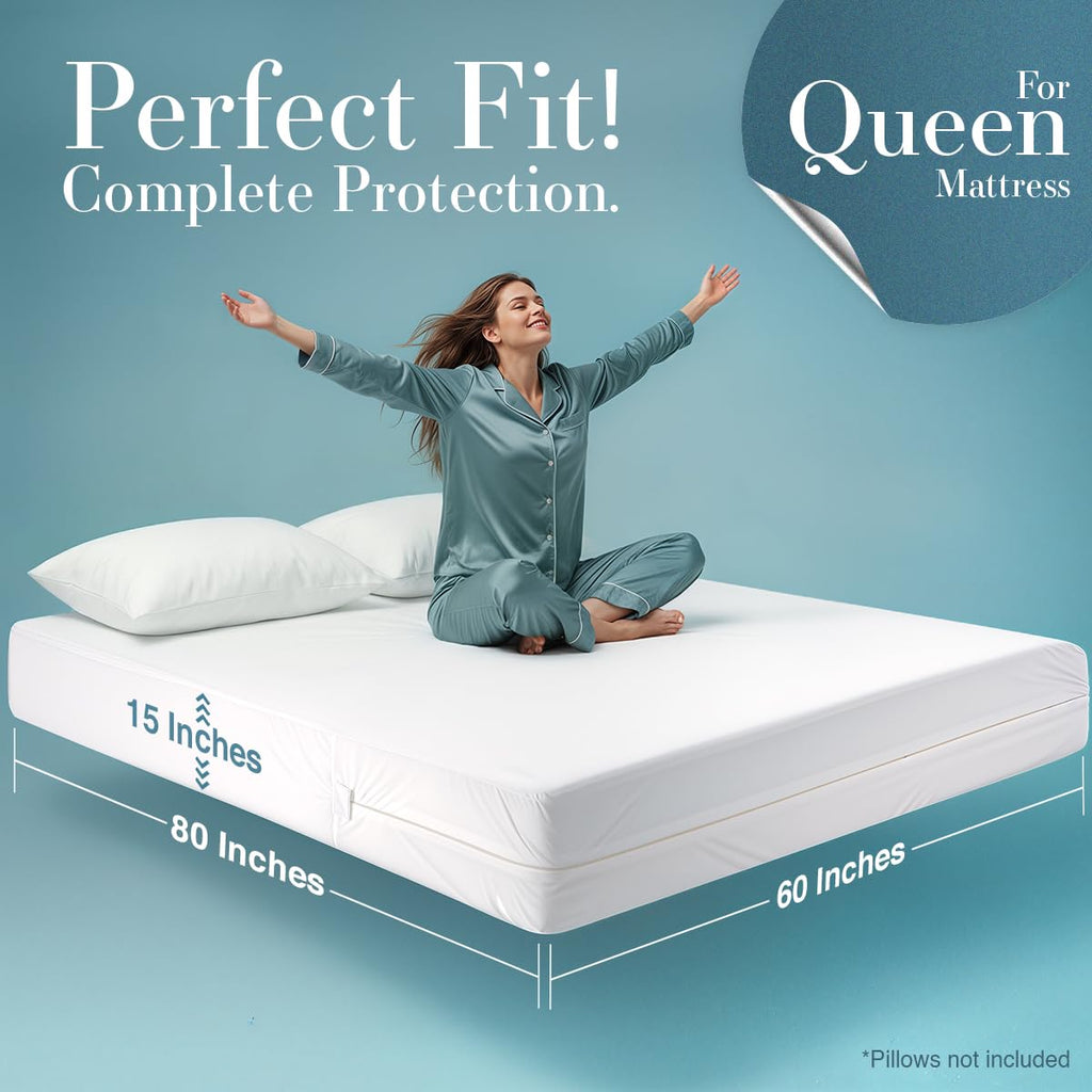 Utopia Bedding Twin Size Mattress Protector Zippered, 100% Waterproof