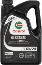 Castrol EDGE 0W-20 Advanced Full Synthetic Motor Oil, 5 Quarts