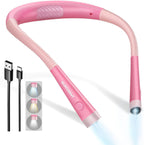 Glocusent Reading Light,Pink Neck Light,80-hr Rechargeable Book Light