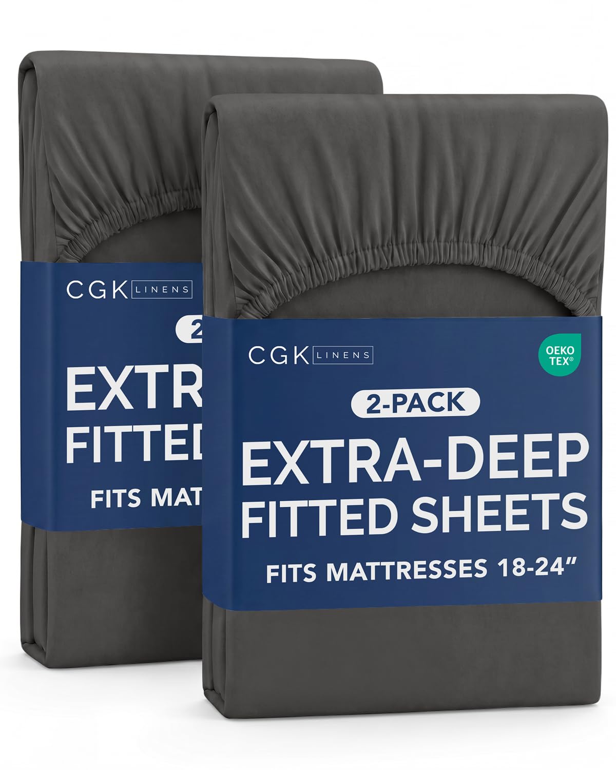 CGK Extra Deep Queen Single Fitted Sheet Only - Dark Grey
