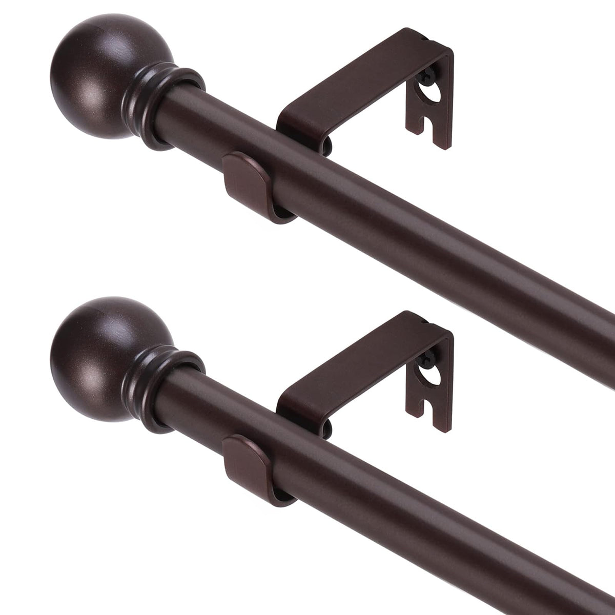 GXOACKJ Curtain Rods for windows 28-78 inch, 5/8 inch Decorative Dark Walnut Wood Splicing Heavy Duty Metal Curtain Rod set with Brackets