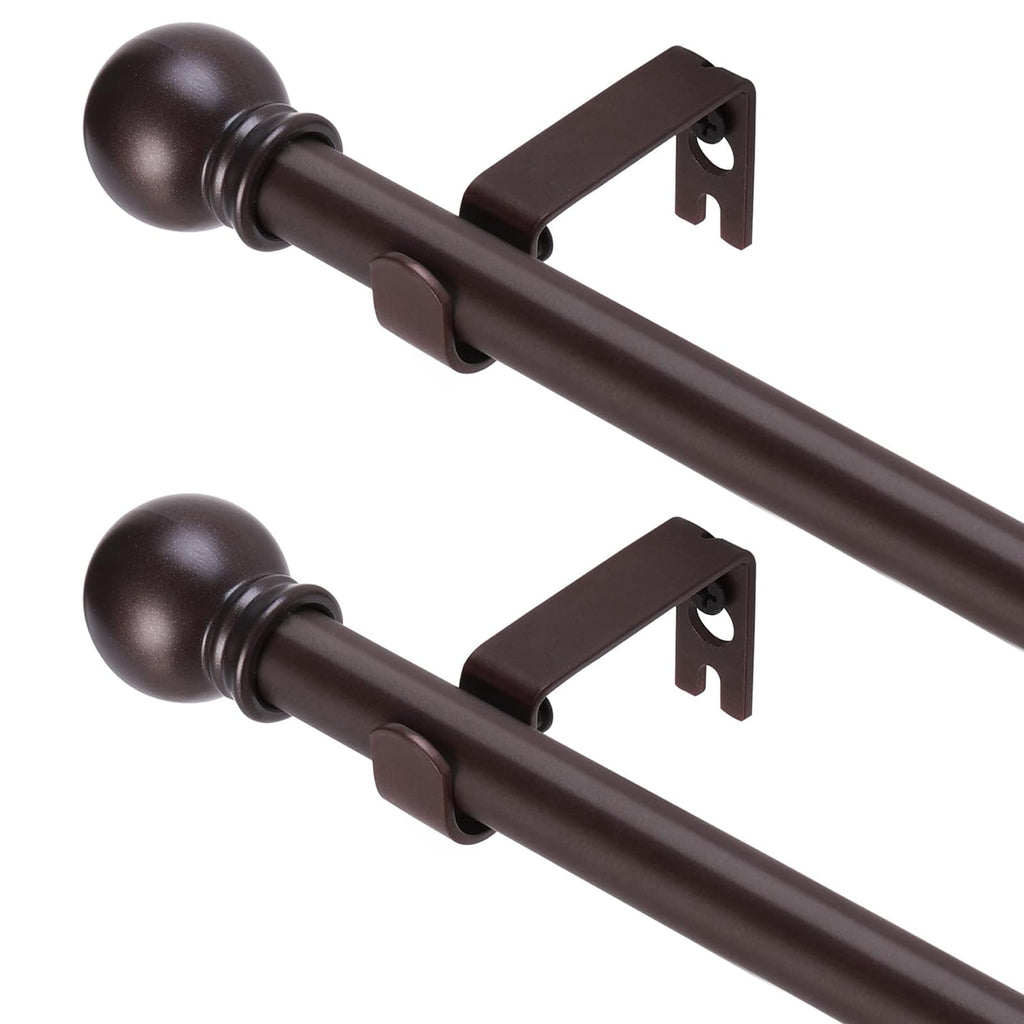 GXOACKJ Curtain Rods for windows 28-78 inch, 5/8 inch Decorative Dark Walnut Wood Splicing Heavy Duty Metal Curtain Rod set with Brackets