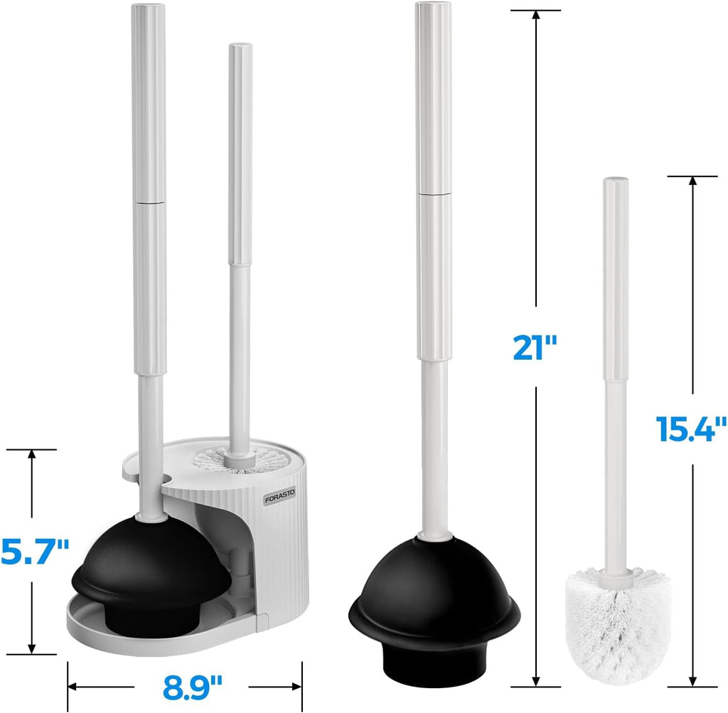 FORASTO 2in1 Toilet Brush & Plunger Set, Bathroom Essentials for Apartment