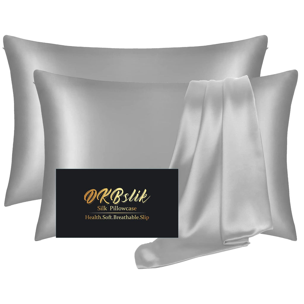 DKBslik Mulberry Silk Pillow Cases Queen Size with Zipper, Olive Green