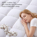 EASELAND King Size Mattress Pad Cotton Pillow Top Mattress Topper White
