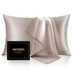 INFIIXSO Mulberry Silk Pillow Cases Standard Size with Zipper, Champagne