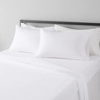 Amazon Basics Lightweight Super Soft Breathable Wrinkle-Resistant Microfiber 4-Piece Bed Sheet Set with 14-Inch Deep Pockets, Queen, Bright White, Solid