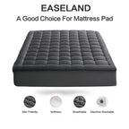 EASELAND King Size Mattress Pad Cotton Pillow Top Mattress Topper White
