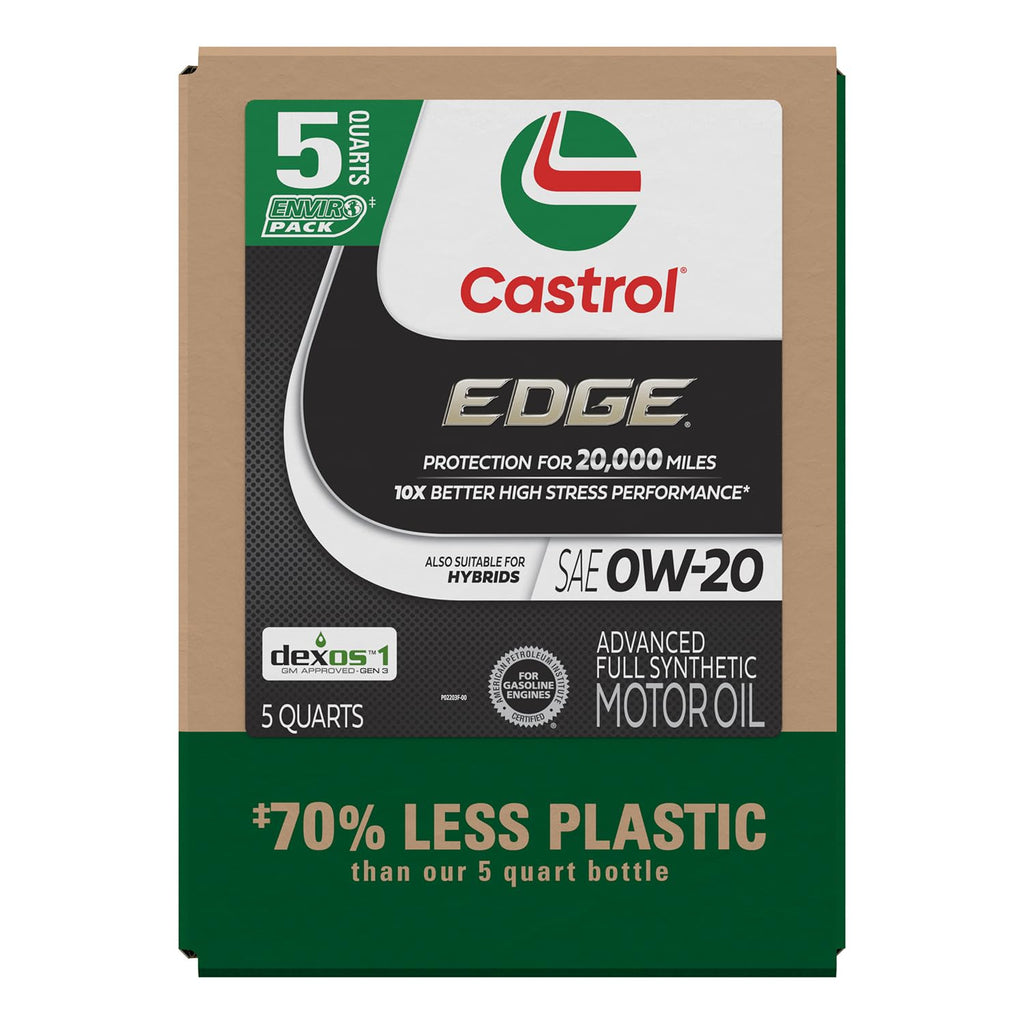 Castrol EDGE 0W-20 Advanced Full Synthetic Motor Oil, 5 Quarts