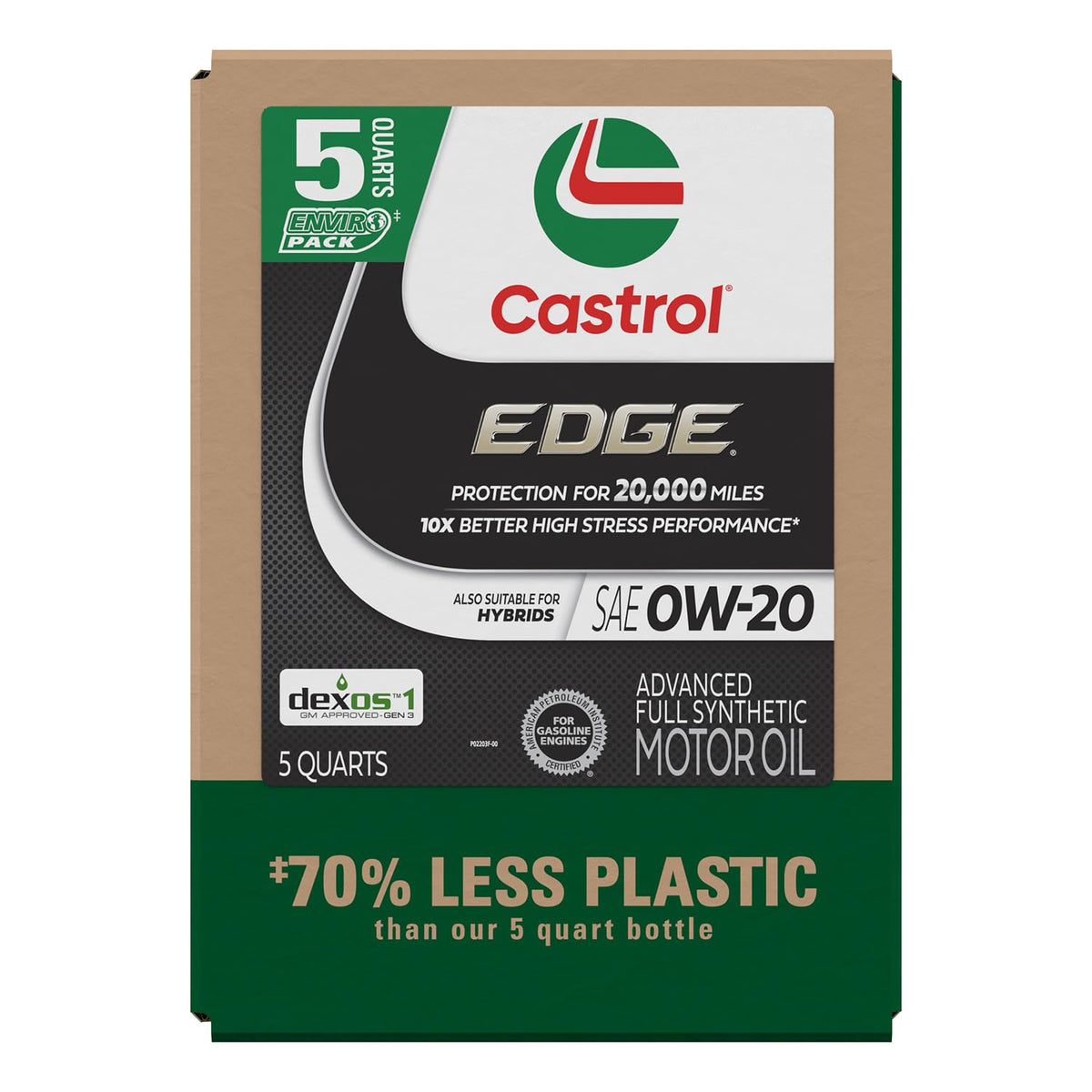 Castrol EDGE 0W-20 Advanced Full Synthetic Motor Oil, 5 Quarts